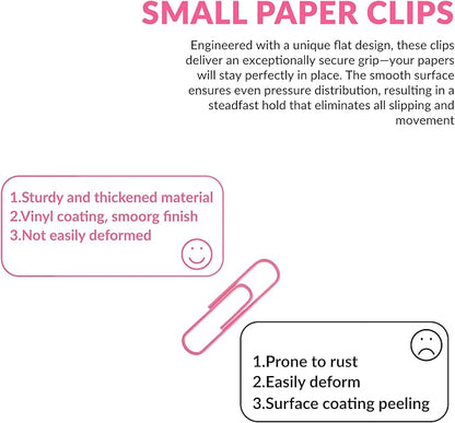 Small Paper Clips, 1.1 Inch Paper Clip, 200 pcs Paperclips (Small, Pink)