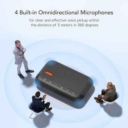 NUROUM A15 Conference Speaker and Microphone, Portable Bluetooth Wireless Speakerphone, 360° Noise Cancelling Voice Pickup, Daisy Chian for Calls/Computer/PC/Laptop via Bluetooth/Dongle/USB-A/C Grey