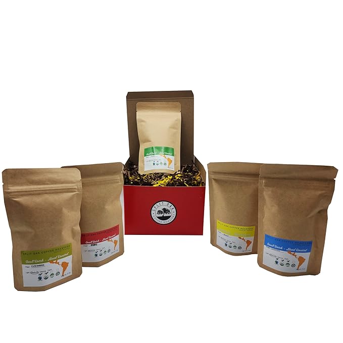 Coffee Samples 5 Pack Gift Set Las Americas. Gourmet Organic Medium Roast whole Bean with Best Beans From Mexico, Guatemala, Peru, Colombia and Brazil