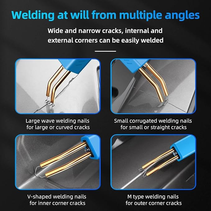200W Plastic Welder, 2000PCS Staples 10PCS Sandpaper, Plastic welding Kit, Plier Custom Carry Case, Plastic Repair Car Bumper Repair Simplicity Of Use (Blue)