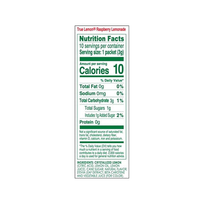 True Citrus Raspberry Flavored Lemonade Drink Mix, Non GMO, 10 Counts, 1.06 Ounces (Pack Of 12)