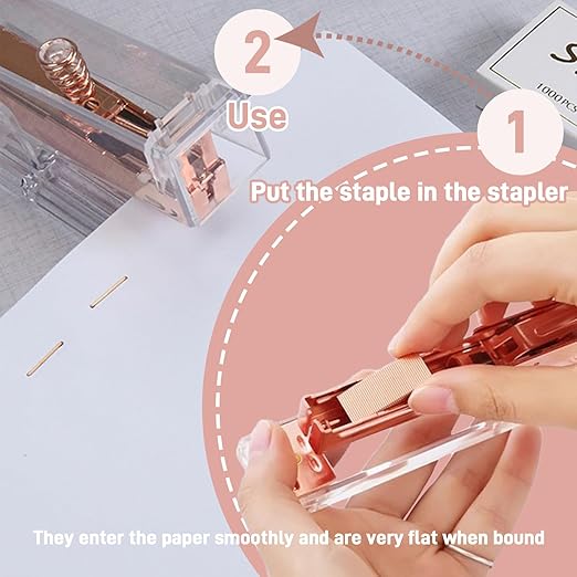 6000pcs 24/6 Colored Rose Gold Staples, Premium Standard Stapler Refill Pins, Staples for Desktop Stapler Home Office Heavy Duty Supply, 50 Per Strip, 6 Box