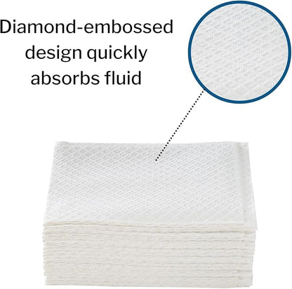 McKesson Disposable Towels [Pack of 500] for Dental Bibs, Nails, Tattoo, Dentist, Medical - 13 x 18 in, 2-Ply Tissue with Poly Back, Diamond Embossed, White