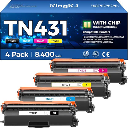 TN431 Toner Cartridge 4-Pack Replacement Compatible for Brother TN-431 TN433 TN436 MFC-L8900CDW MFC-L8690CDW HL-L8360CDW HL-L8260CDW MFC-L8610CDW MFC-L8905CDW MFC-L9570CDW HL-L8360CDWT Printer Set Ink