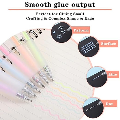 12Pcs Quick Dry Glue Pen Ballpoint Roller Glue Pen, Apply Glues Like Writing Easy Precise Control Fine Tip Tacky Pens Classroom Supplies for Crafting Scrapbook Card Making Foil Calligraphy Artist