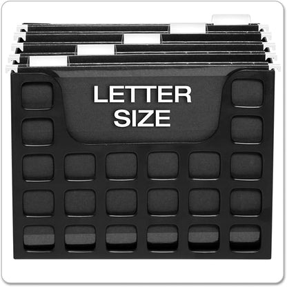 Pendaflex Portable Desktop File, Side Handles, Hanging File Folders, Tabs & Inserts, Letter Size, 9-1/2 x 12-3/16 x 6 Inches, Black (23013)