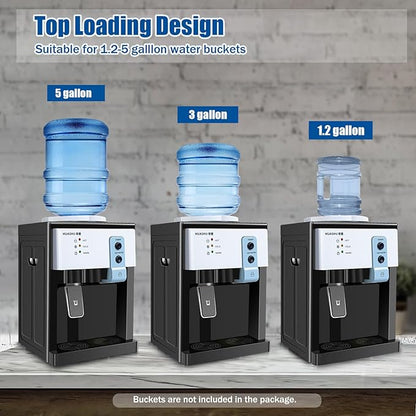 Water Dispenser Top Loading Countertop Water Cooler Dispenser with 3 Temperature Settings Desktop Electric Hot and Cold Dispensers for Home, Office, Dormitory (European White)