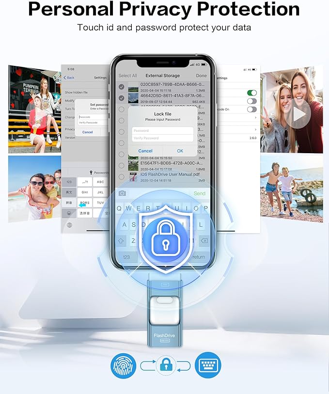 512GB Flash Drive for iPhone Photo Stick,Thumb Drive USB Stick High Speed Transfer USB Drives External Picture Video Storage Memory Expansion for iPhone/iPad/PC (Blue)