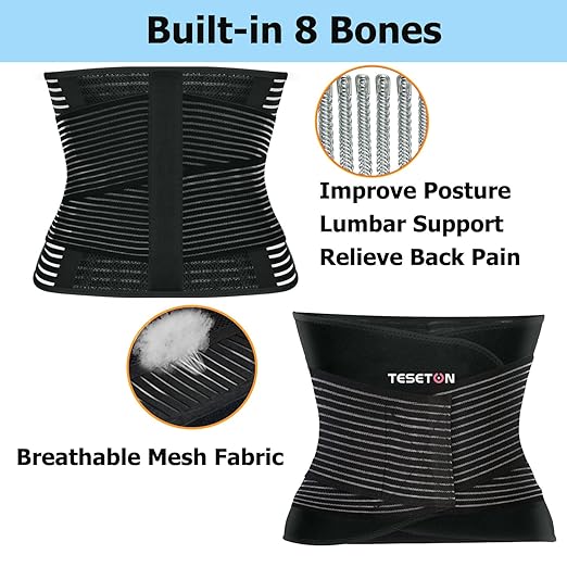 Back Brace for Men and Women,Back Support Belt for Lifting at Work,Relief from Sciatica, Herniated Disc, Scoliosis,Lumbar Support for Lower back,Breathable Mesh 02 Black-XXXL