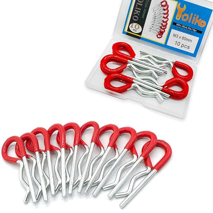 10 Pcs Heavy Duty Hitch Pins Clip R Clips Spring Retaining Wire Hair Pins Cotter Pin Strong Spring Rubber-Coated Grip R Clip for Trailer Tractors Mower Carts Truck Pin Clip M3x60mm