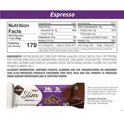 NuGo Slim 12ct Variety 16-17g Protein, 3g Sugar, High Fiber, Low Net Carbs, Gluten Free,12 Count (Pack of 1)