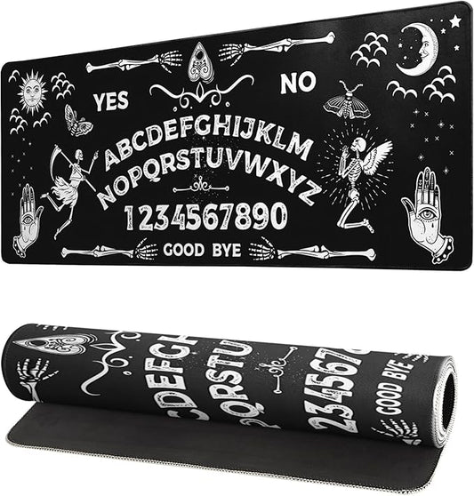 Mysterious Spirit Goth Gaming Mouse Pad 27.6x11.8 Inch Large Desk Mat Black Extended Pads Big Mousepad Non-Slip Rubber Base Keyboard Mat with Stitched Edges for Gaming Laptop Computer PC Desktop