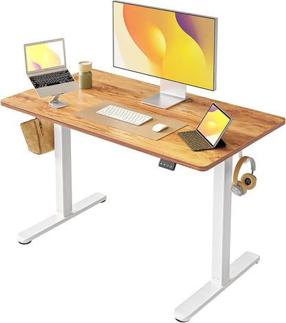 FEZIBO Electric Standing Desk Adjustable Height, 40 x 24 Inch Sit and Stand Desk, Home Office Desk, Ergonomic Workstation Computer Desk, Light Rustic