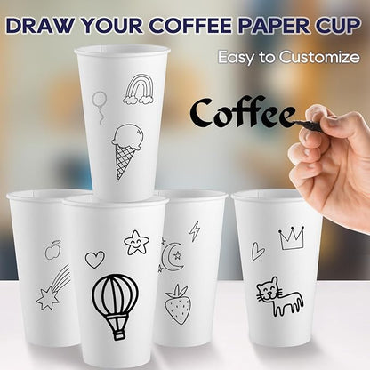 LITOPAK 1000 pack 16 oz Disposable Paper Coffee Cup, Hot Paper Coffee Cups, 16 oz White Paper Cups for Offices, Schools, Shops, Restaurants