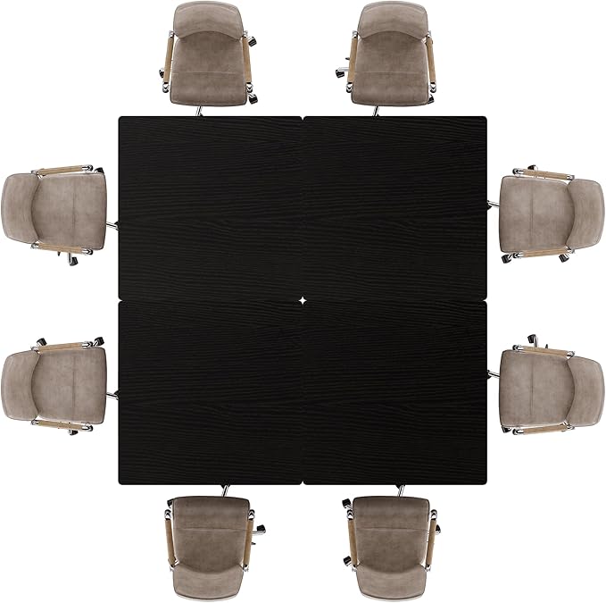 Tribesigns 31.5" Square Conference Table Set of 4, 10 ft Industrial Office Meeting Table for 8-10 People, Business Podcast Furniture with Metal Base for Small Spaces, Office Conference, Black