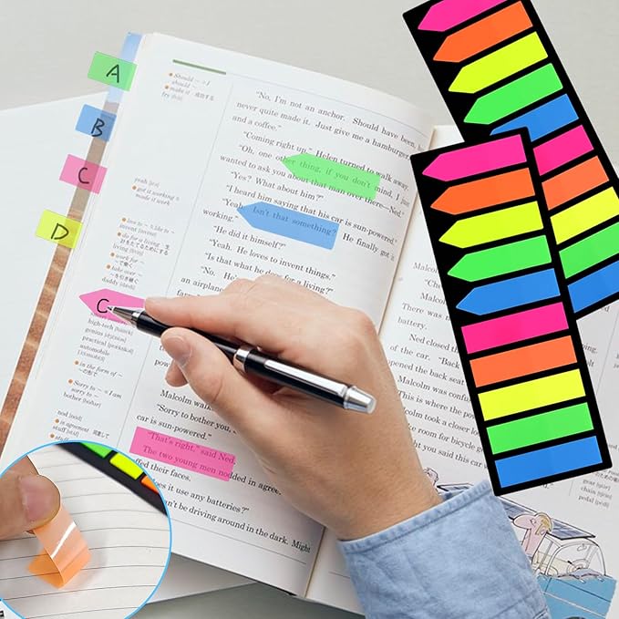 1200 Pieces Sticky Tabs,6 Sets Annotation Tabs,Transparent Sticky Notes,Book Tabs,Arrow Index Tabs,Page Markers,Study Supplies,Book Mark,Small Sticky Notes,for Note Classification,Books,School,Office