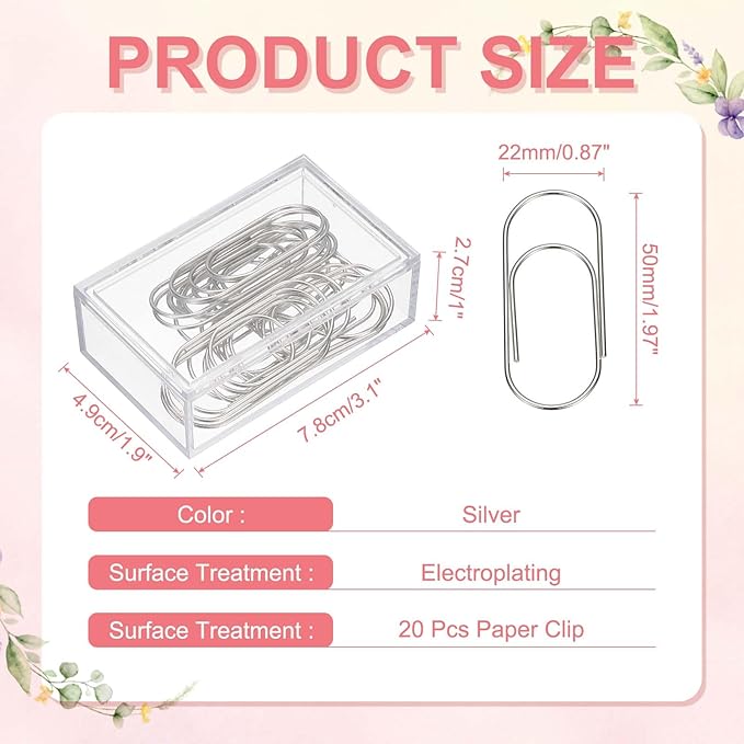 PATIKIL 20 Pcs Paper Clip, 2inch Non-Skid Metal Paper Clamp Clips Large for Office Supplies Craft Scrapbook Document Note Sorting, Electroplating, Black