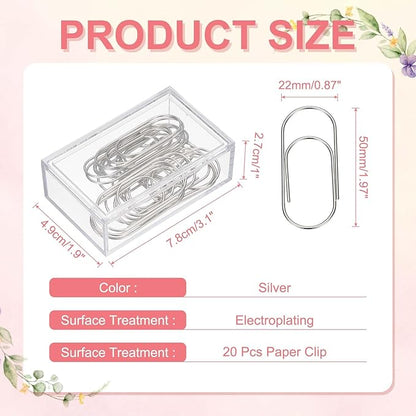 PATIKIL 20 Pcs Paper Clip, 2inch Non-Skid Metal Paper Clamp Clips Large for Office Supplies Craft Scrapbook Document Note Sorting, Electroplating, Black