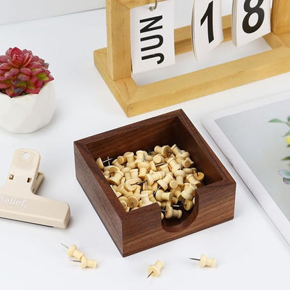 Buqoo Walnut Wood Sticky Note Holder Dispenser with Metal Stencil, 4 x4 Post It Note Dispenser Desk Organizer for to Do Lists, Grocery Lists, Project Lsts It Holds a of Sticky Notes 3"x3"