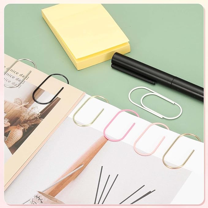 PATIKIL 100 Pcs Paper Clip, 2inch Non-Skid Metal Paper Clamp Clips Large for Office Supplies Craft Scrapbook Document Note Sorting, Electroplating, Rose Gold