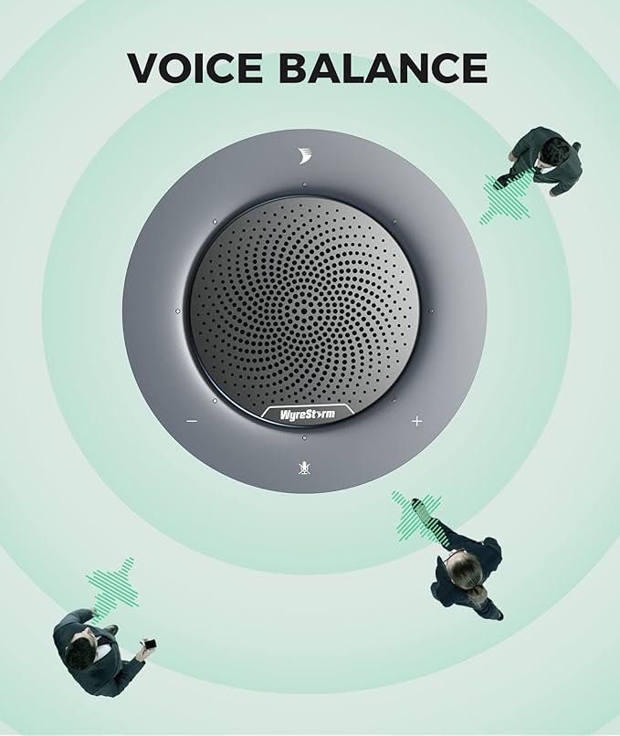 WYRESTORM Halo 90 Conference Speaker with USB-C Multi-Port Adapter Docking Supply Power to PC, 4 Noise-canceling Mics, Enhanced 360° Voice Pickup, 4K@60Hz Video Resolution, AGC Voice Balance