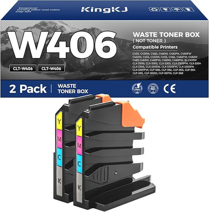 CLT-W406 Waste Toner Bottle 2-Pack Replacement for Samsung CLT-W406 W406 Compatible with Samsung SL-C430 C430W C480 C482W C483W Xpress C460FW SL-C410W CLX-3300 CLX-3305W CLP-360 CLP-365W Printer Black