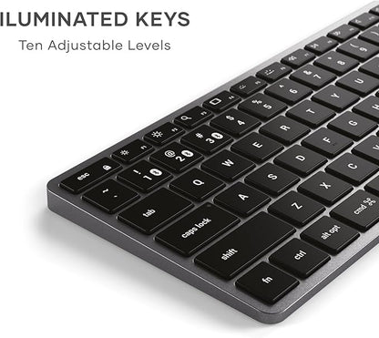 Satechi Slim X1 Bluetooth Backlit Keyboard for Mac, Illuminated Keys & Multi-Device Sync, for MacBook Air/Pro M4, iPad Air/Pro M4/M3, iPad mini, Mac mini, iMac - Space Gray