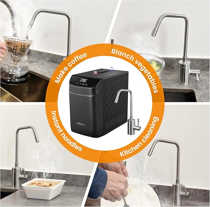 Instant Hot Water Dispenser 110V, Under-Sink Boiler with Hot Faucet, WiFi Smart Control, Digital Temp 113–208°F, Child Safety Lock, Energy Efficient, Quiet Operation, Ideal for Kitchen or Office