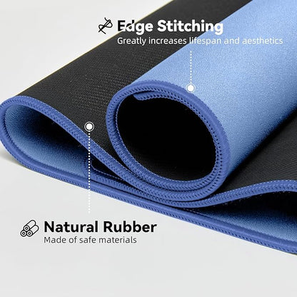 Waterproof Large Gaming Mouse Pad with Durable Stitched Edges, Non-Slip Rubber Base, Grainy Jacquard Mouse Mat Desk Pad for Home Office Gaming, 31.5''x11.8''x0.12'', Matte Blue