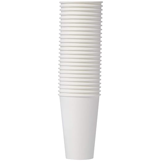 Amazon Basics Compostable Coffee Cups, 16 Ounces, Paper, 500 Count (Pack of 1), White