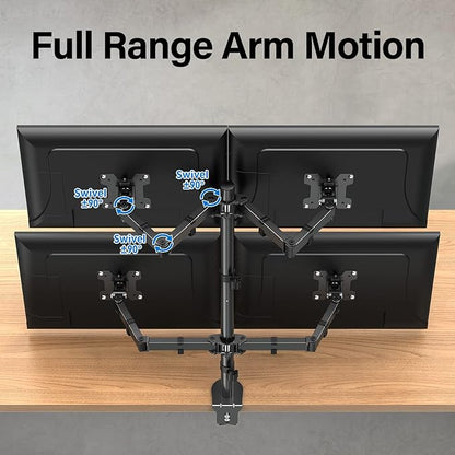 MOUNTUP Quad Monitor Stand, 4 Monitors Desk Mount for 17 to 32 inch Computer Screens, Fully Adjustable Stacked Mount with Tilt Swivel, 4 Heavy Duty Monitor Mount, Holds up to 17.6lbs per Arm, MU3007