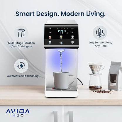 Ultra Instant Hot and Cold Water Dispenser - Bottleless Water Dispenser Countertop with Full Installation Kit and Quiet Multi-Stage Filtration + UV Sterilization & Modern Touchscreen Design