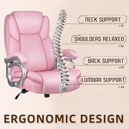 OFIKA Big and Tall Office-Chair 500lbs - Adjustable Lumbar Support, Office Chair for Heavy People, Heavy Duty High Back Executive with Wide Seat and Quiet Rubber Wheels