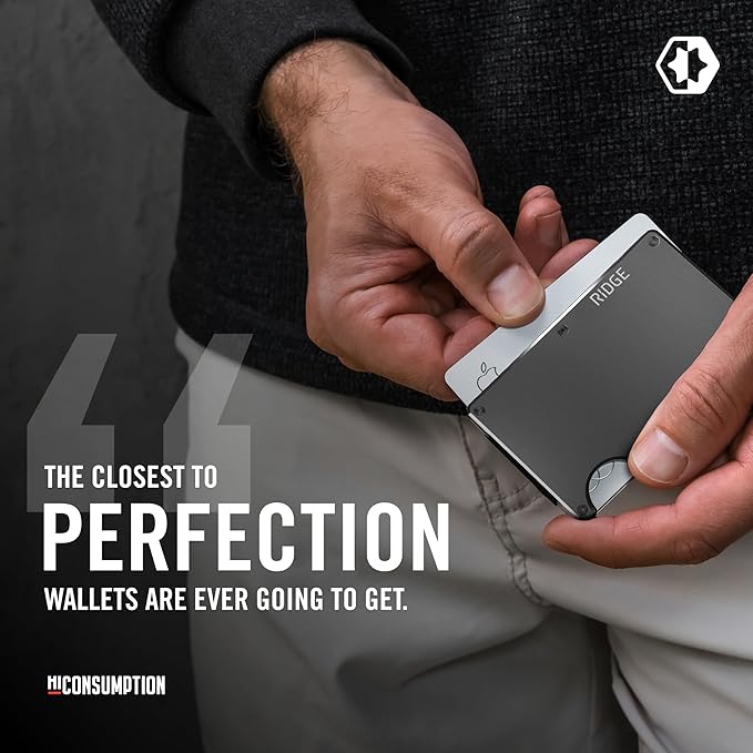 Ridge Wallet for Men - Slim Minimalist Compact Wallet and Card Holder, RFID Protected Front Pocket Wallets for Men with Integrated Money Clip (Gunmetal Titanium)