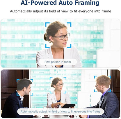 Conference Room Camera, All-in-One 4K Webcam with Microphone and Speaker, AI Tracking and Auto Framing, Wide Angle of View, Plug and Play USB Webcam for PC, Mac, Meetings, Teams, Zoom & Webex