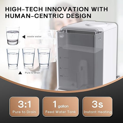 ICEPURE Countertop Reverse Osmosis Water Filter System, BPA Free, 3-Stage RO Water Filter, Pure and Clean Water 3:1, Instant-Hot, Indoor No Installation