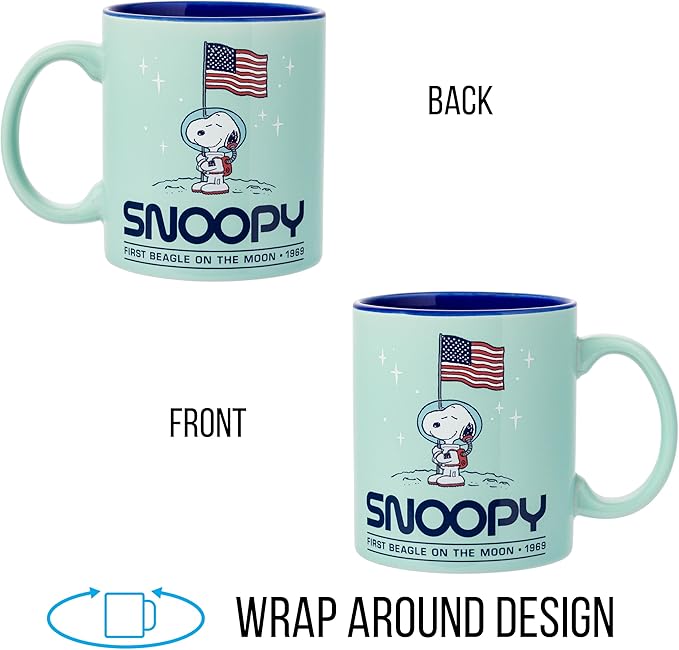 Silver Buffalo Peanuts “First Beagle on the Moon” Featuring Snoopy in Space Ceramic Mug, 20 Ounces