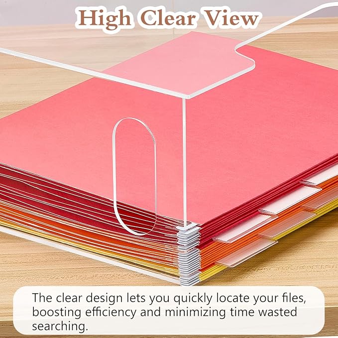 Acrylic File Folder Organizer, Clear Hanging File Organizer Portable File Holder with Handles, Desktop Letter Size File Box for Desk Home Office School -1 Pack