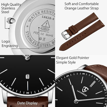BEN NEVIS Watch, Mens Watch, Minimalist Fashion Simple Wrist Watch Analog Date with Leather Strap
