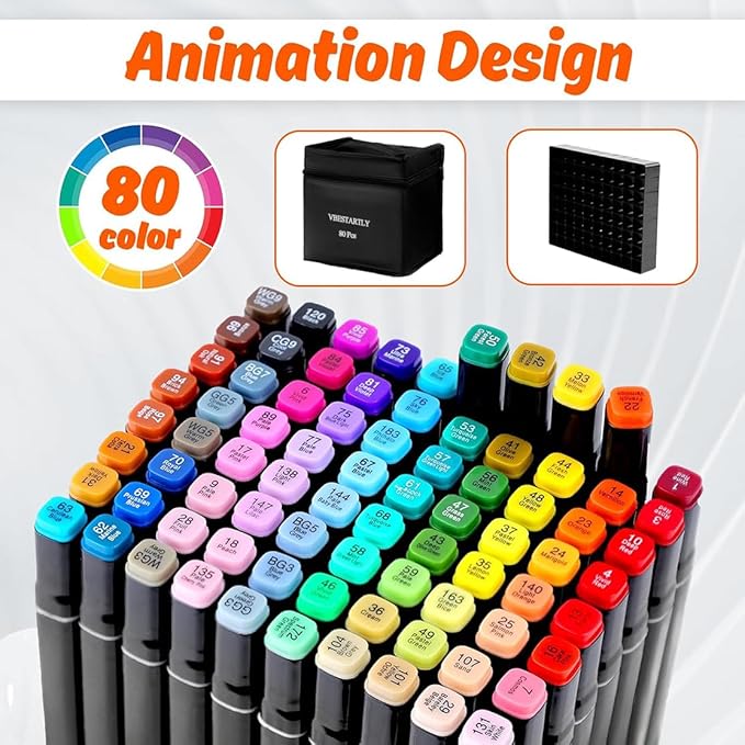 262 Colors Alcohol Markers with Base, Permanent Dual Tip Art Markers for Adults Anime Coloring Sketch Illustrations Pefect for Gift- Refillable