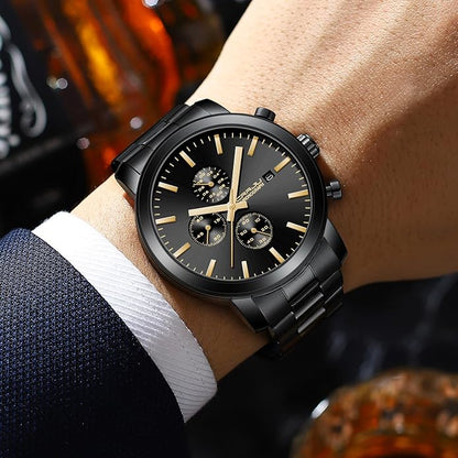 CRRJU Mens Stylish Casual Quartz Watches for Men Luxury Waterproof Calendar Chronograph Japan Movement Wristwatches