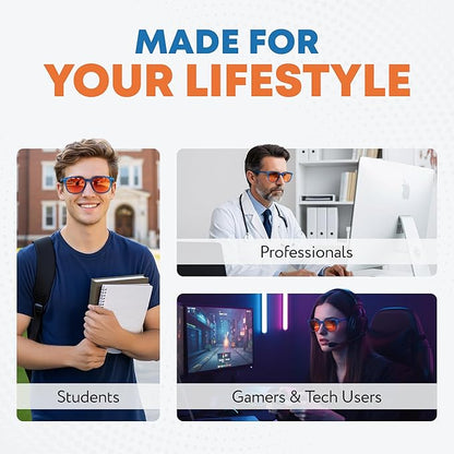 Prospek Blue Light Blocking Glasses FLARE – Orange Lenses Filter 99.9% Blue Light, May Improve Sleep, Focus & Eye Protection