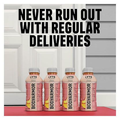 BODYARMOR LYTE Sports Drink Low-Calorie Sports Beverage, Peach Mango, Coconut Water Hydration, Natural Flavors With Vitamins, Potassium-Packed Electrolytes, Perfect For Athletes, 16 Fl Oz (Pack of 12)