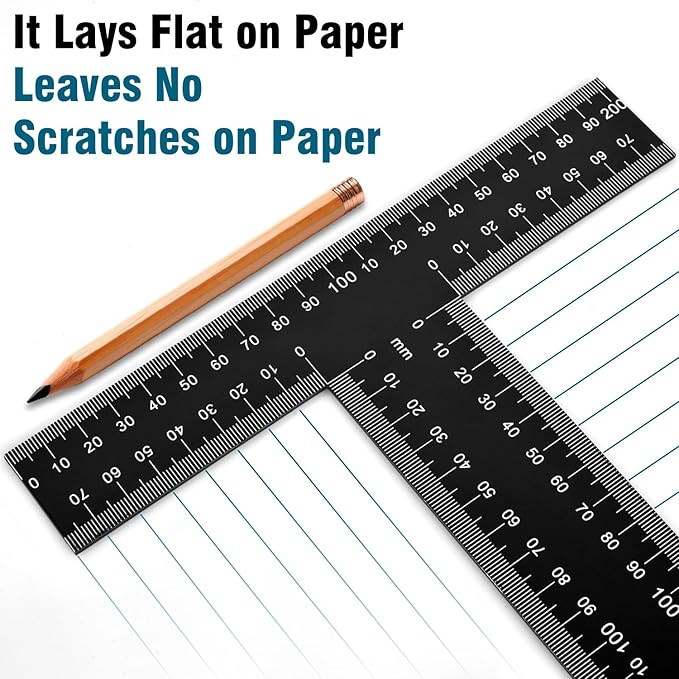 T Square Ruler - 12 inch Metal T Ruler for Drafting, Architecture, Engineering & Art | Precision Dual-Scale (Inch & MM) - Tee Ruler, Scale Ruler