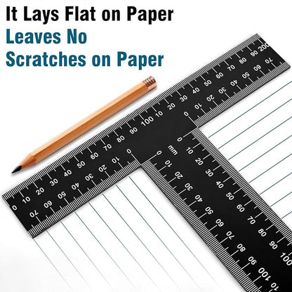 T Square Ruler - 12 inch Metal T Ruler for Drafting, Architecture, Engineering & Art | Precision Dual-Scale (Inch & MM) - Tee Ruler, Scale Ruler