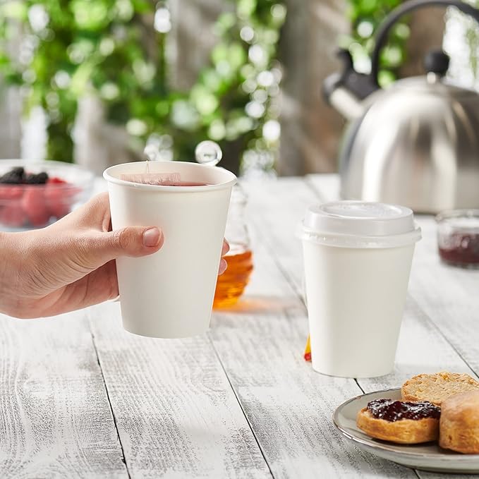 GUSTO White Paper Cups [12 oz - 300 Count] Disposable Coffee Cup for Hot Drinks – Sturdy & Eco-Friendly – for Tea, Cocoa & More – Formerly Comfy Package