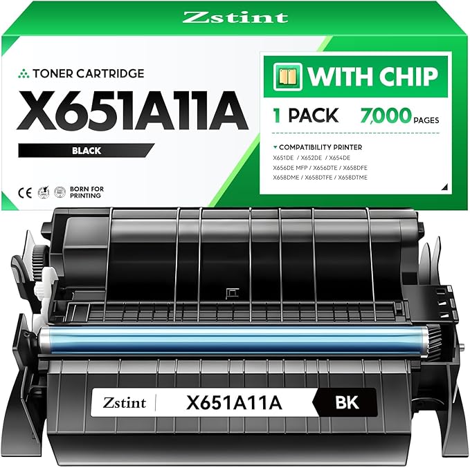 X651A11A Black Toner Cartridge with chip High Yield 1-Pack Replacement for Lexmark X651A11A Toner Compatible with Lexmark X651DE X652DE X654DE X656DE X656DTE X658DFE X658DME X658DTFE X658DTME Printer