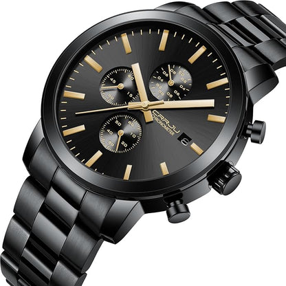 CRRJU Mens Stylish Casual Quartz Watches for Men Luxury Waterproof Calendar Chronograph Japan Movement Wristwatches