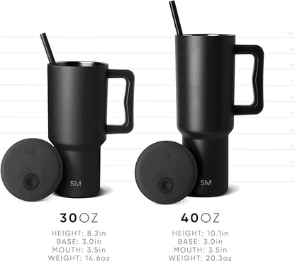 Simple Modern 40 oz Trek Tumbler with Handle and Straw Lid | Cup Holder Friendly Insulated Stainless Steel Travel Mug | Coconut Pearl