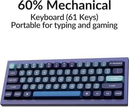 Keychron Q4 Wired Custom Mechanical Keyboard, 60% Layout QMK/VIA Programmable Macro with Hot-swappable Gateron G Pro Red Switch Double Gasket Compatible with Mac Windows Linux (Navy Blue)